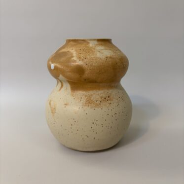 Mellemstor vase i håndlavet keramik brun og beige