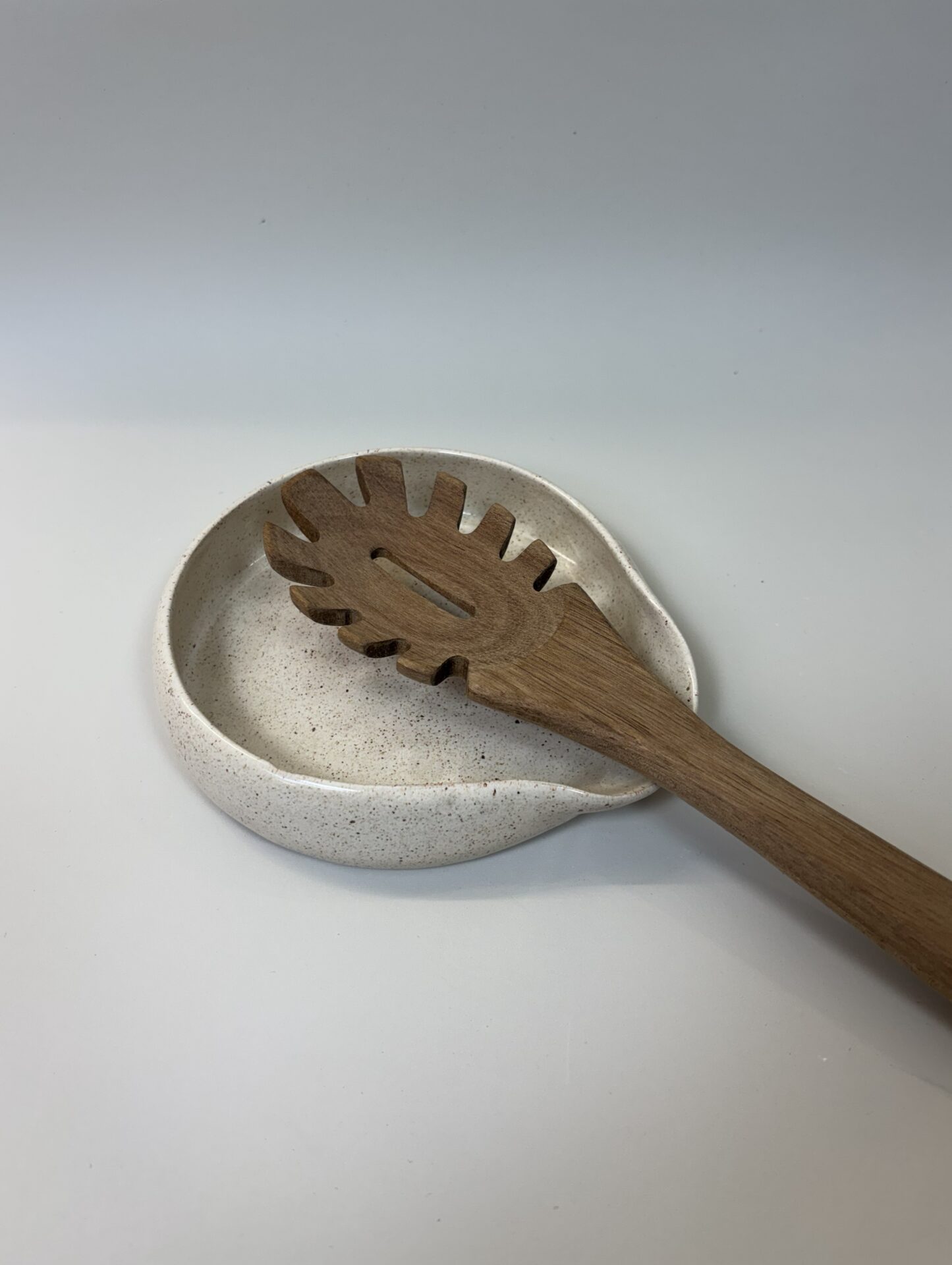 Spoon Rest keramik – håndlavet skeholder i stentøj creme - Billede 2